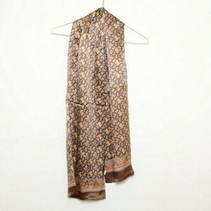 Brown Taupe Paisley Silk Vintage Scarf